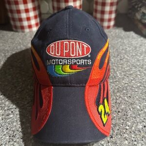Vintage ‘02 Navy DuPont Jeff Gordon Nascar Flames Embroidered Velcro Hat